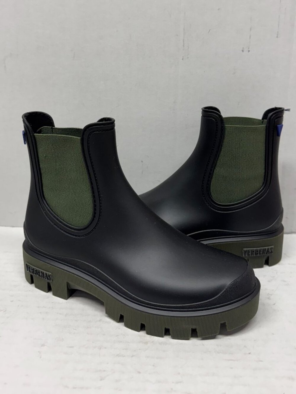 VERBENAS RAIN BOOTS BLACK / GREEN 37EU / 7US NEW # Z 263 MADE IN SPAIN